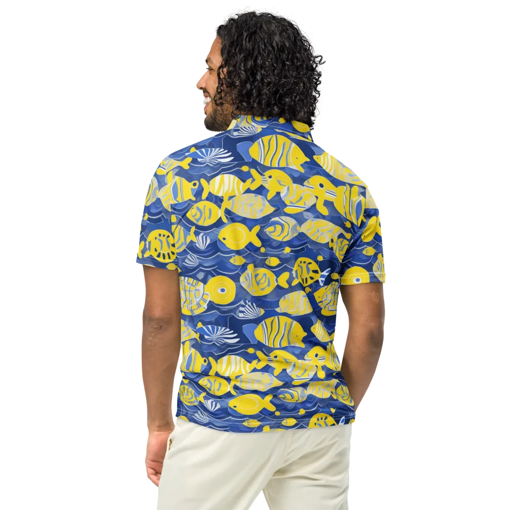 Sapphire Shoal on Men's Slim Fit Polo Shirt — Back