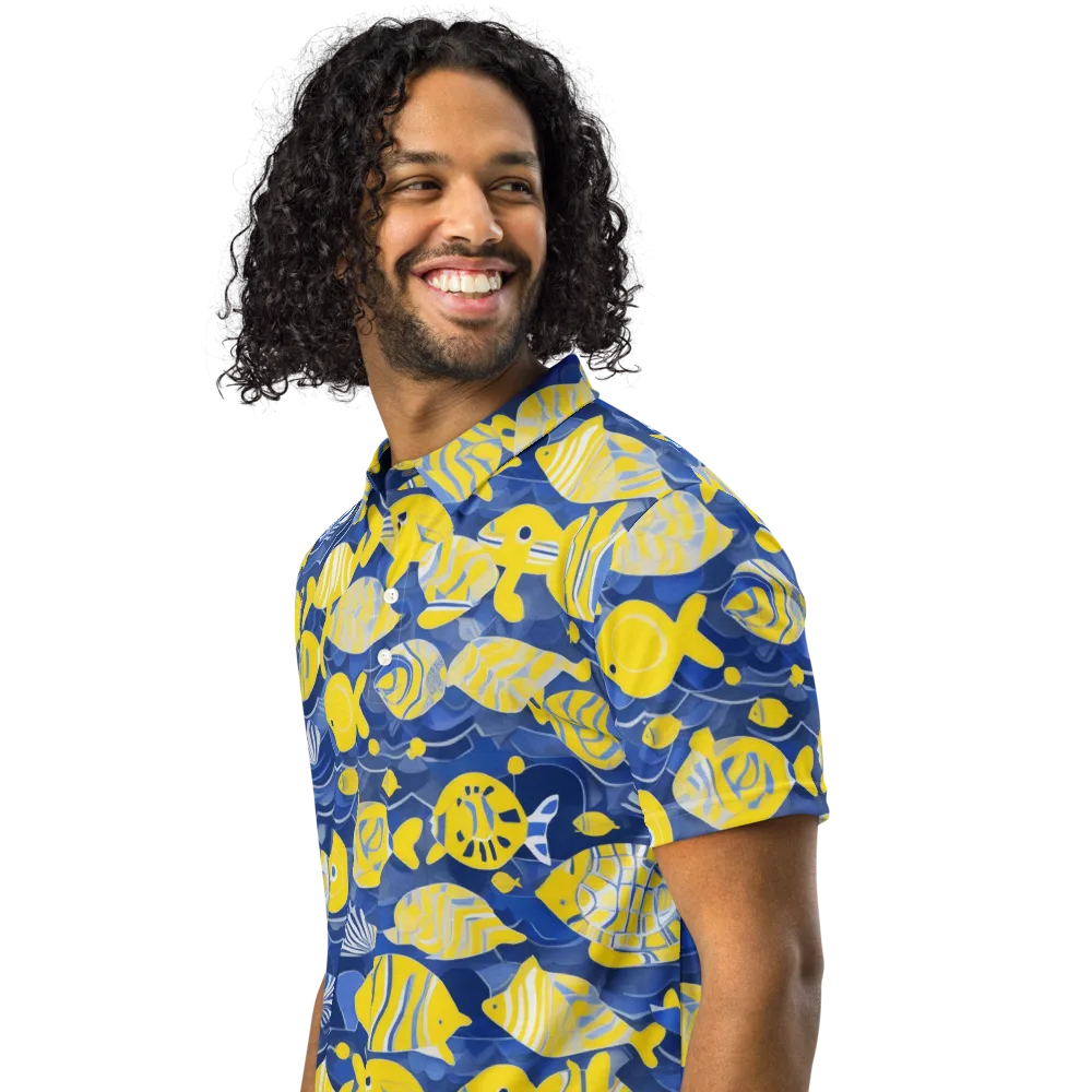 Sapphire Shoal on Men's Slim Fit Polo Shirt — Left Front