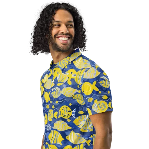 Sapphire Shoal on a Men's Slim Fit Polo Shirt