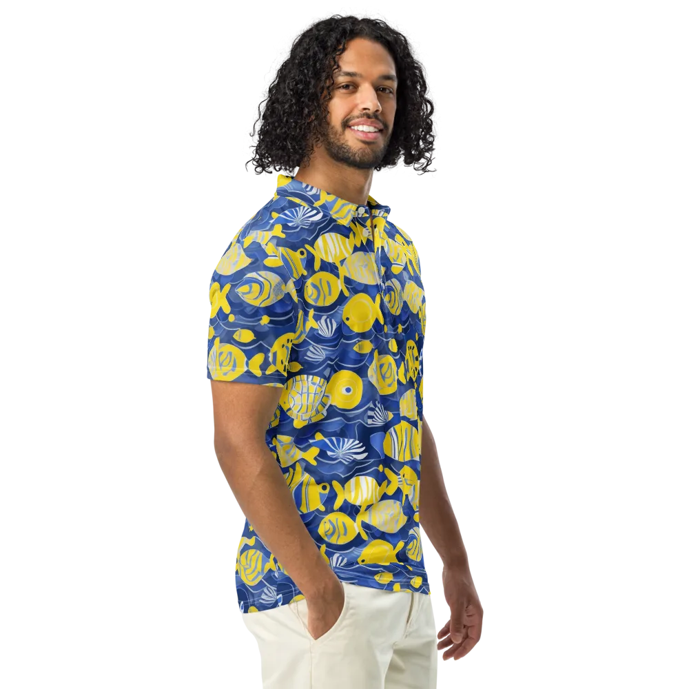 Sapphire Shoal on Men's Slim Fit Polo Shirt — Right Front