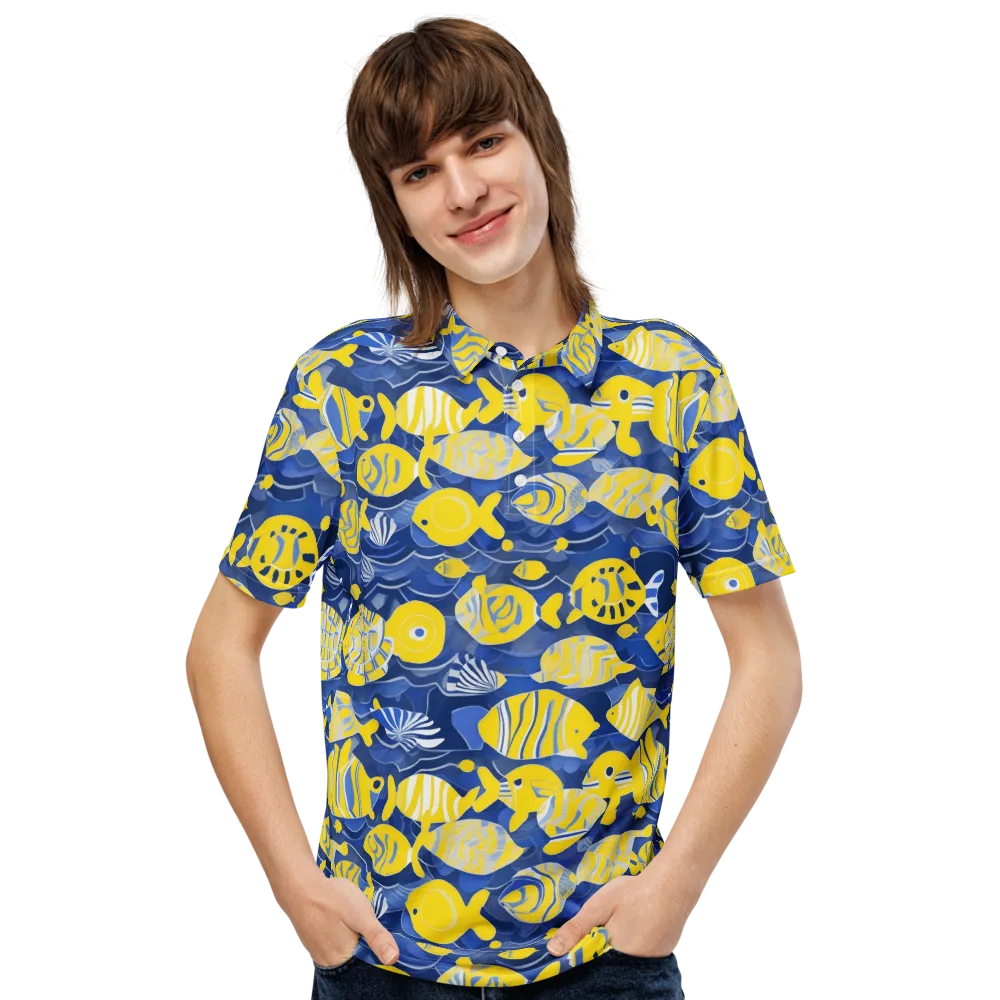 Sapphire Shoal on Men's Slim Fit Polo Shirt — Front