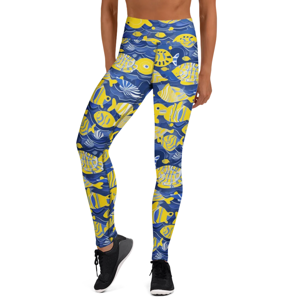Sapphire Shoal on Yoga Leggings — Front