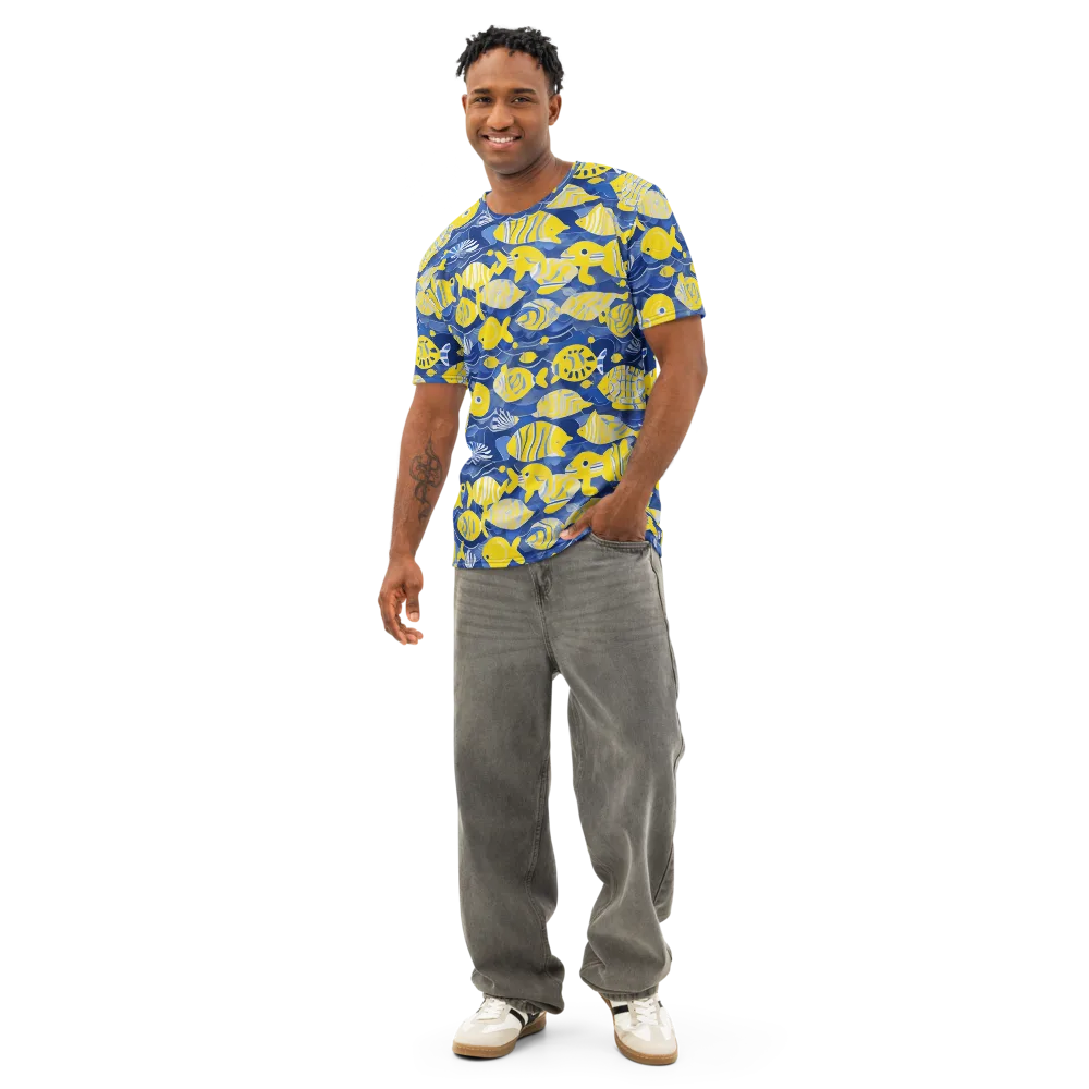 Sapphire Shoal on Men's Cotton Crew Neck T-Shirt — Front