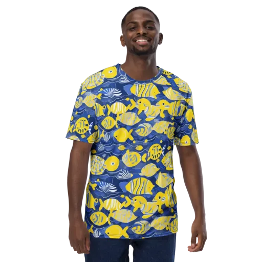 Sapphire Shoal on a Men's Crew Neck T-Shirt