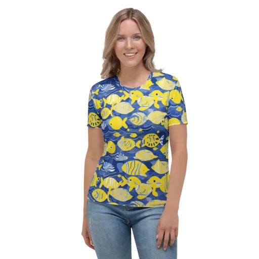 Sapphire Shoal on a Women's Crew Neck T-Shirt
