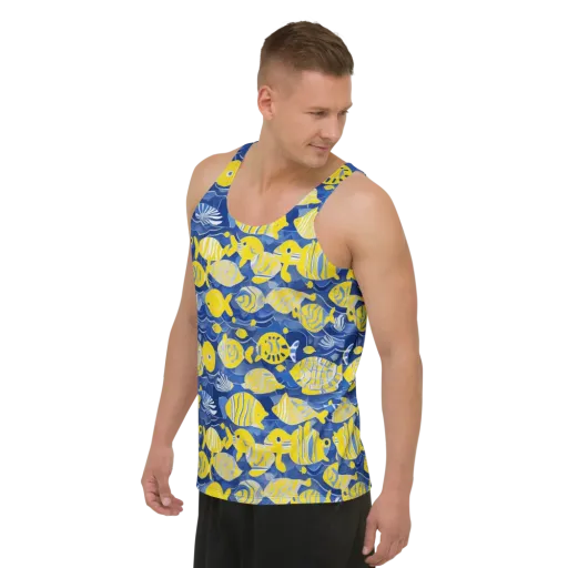 Sapphire Shoal on a Men's Tank Top