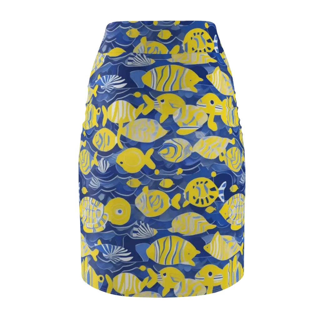 Sapphire Shoal on Pencil Skirt — Back