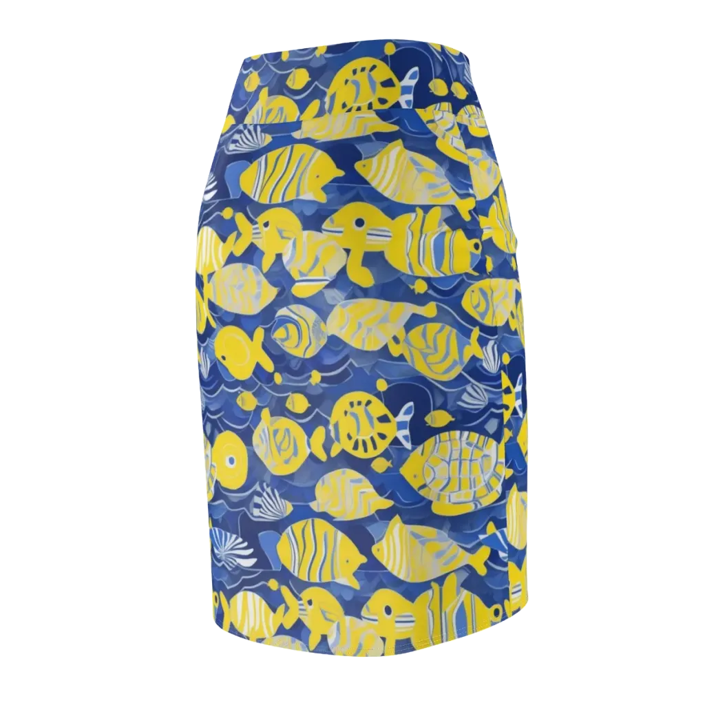 Sapphire Shoal on Pencil Skirt — Back Side