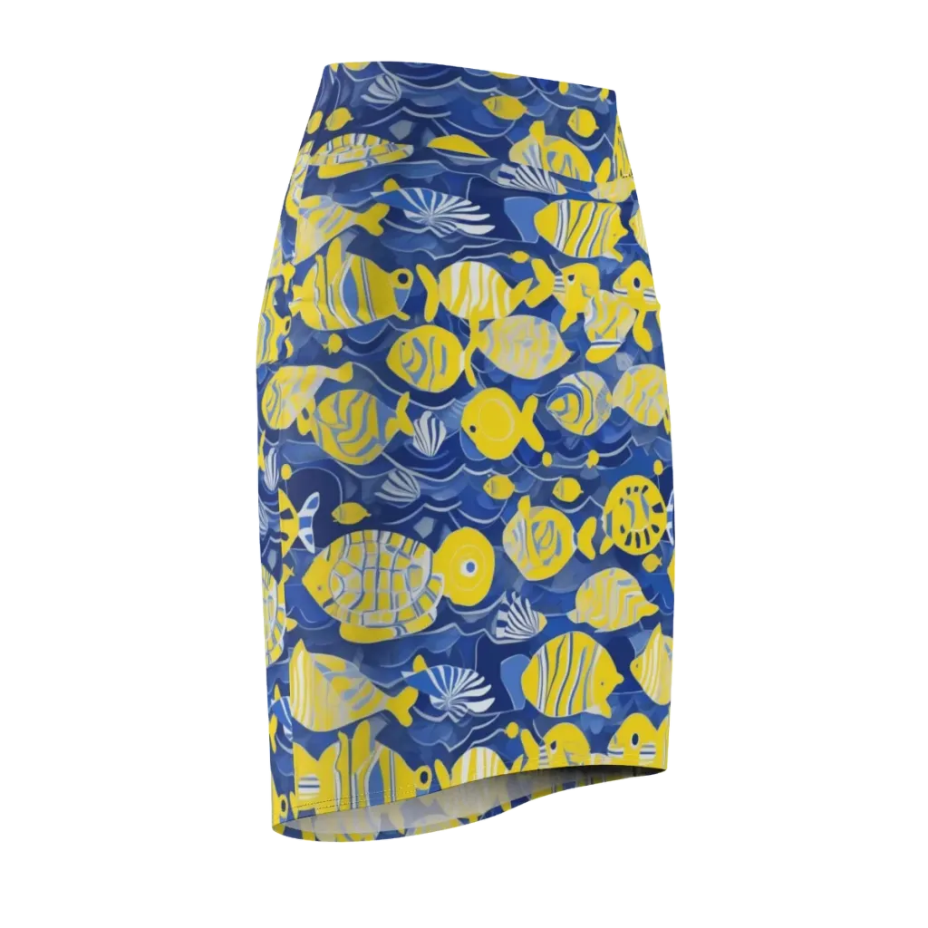 Sapphire Shoal on Pencil Skirt — Front Side