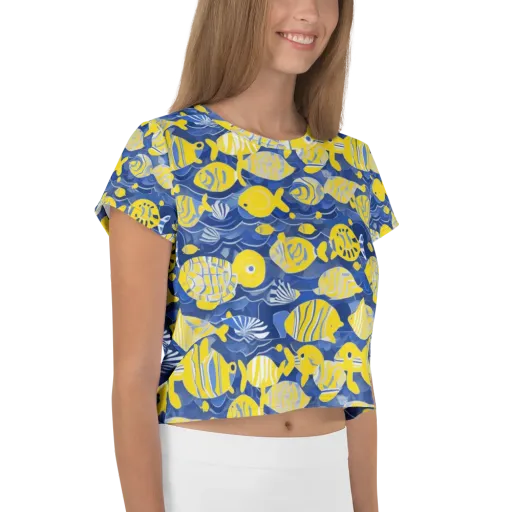 Sapphire Shoal on a Crop Tee
