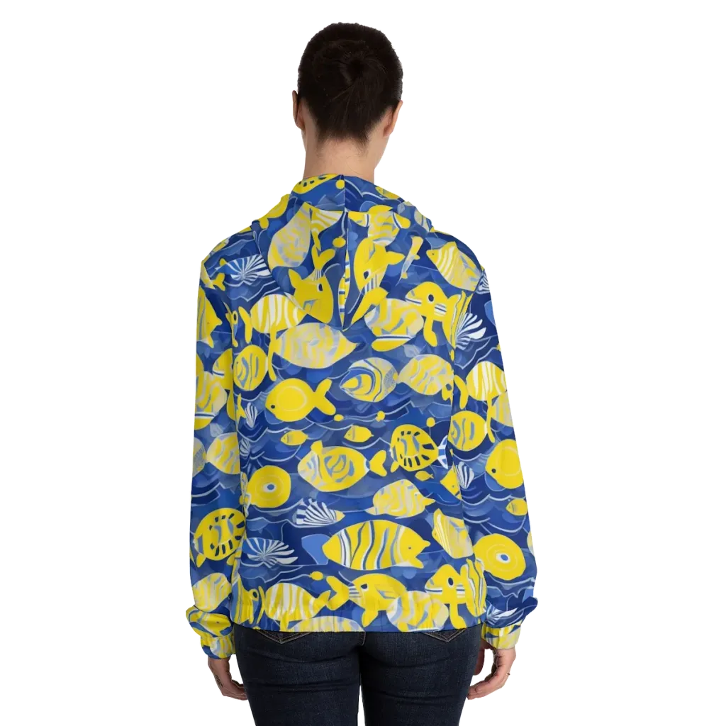 Sapphire Shoal on Women's Full-Zip Hoodie — Back On Person