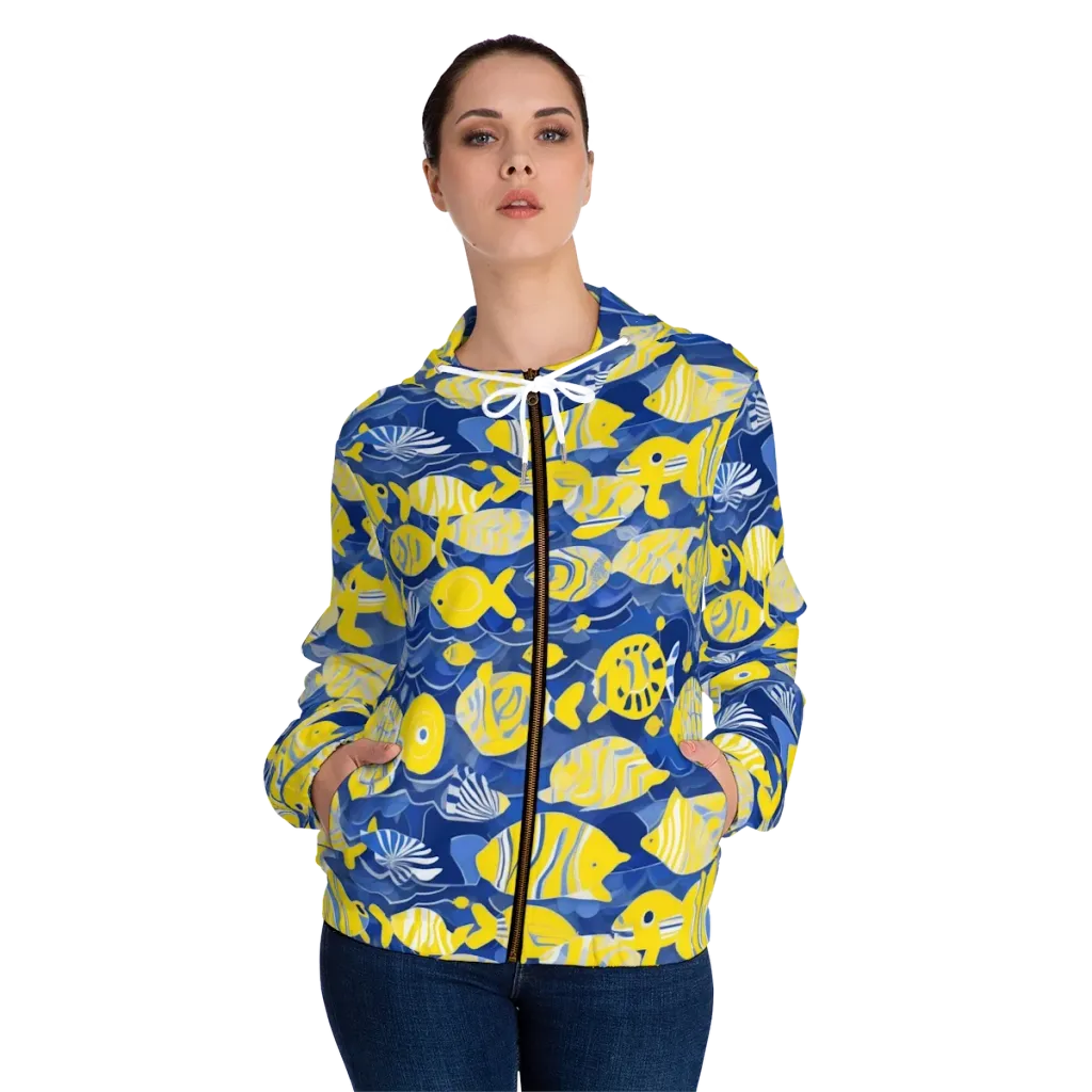 Sapphire Shoal on Women's Full-Zip Hoodie — Front On Person