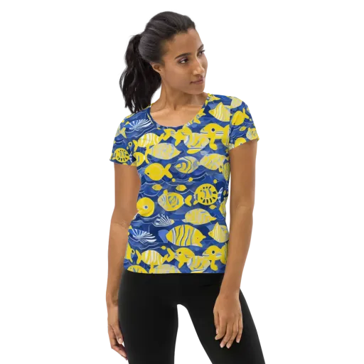 Sapphire Shoal on a Women's Athletic T-Shirt