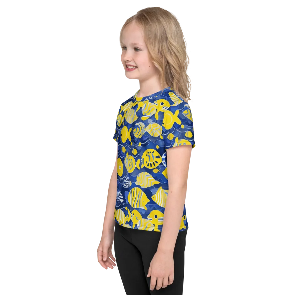 Sapphire Shoal on Kids Crew Neck T-Shirt — Left