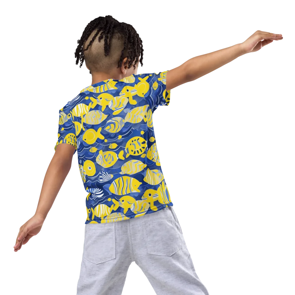 Sapphire Shoal on Kids Crew Neck T-Shirt — Back