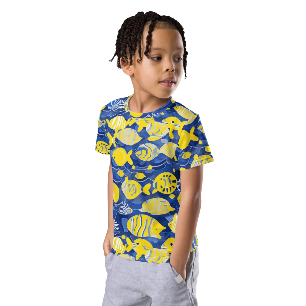 Sapphire Shoal on Kids Crew Neck T-Shirt — Left Front