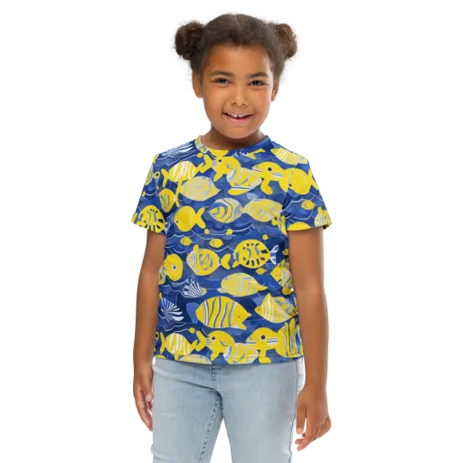 Sapphire Shoal on a Kids Crew Neck T-Shirt