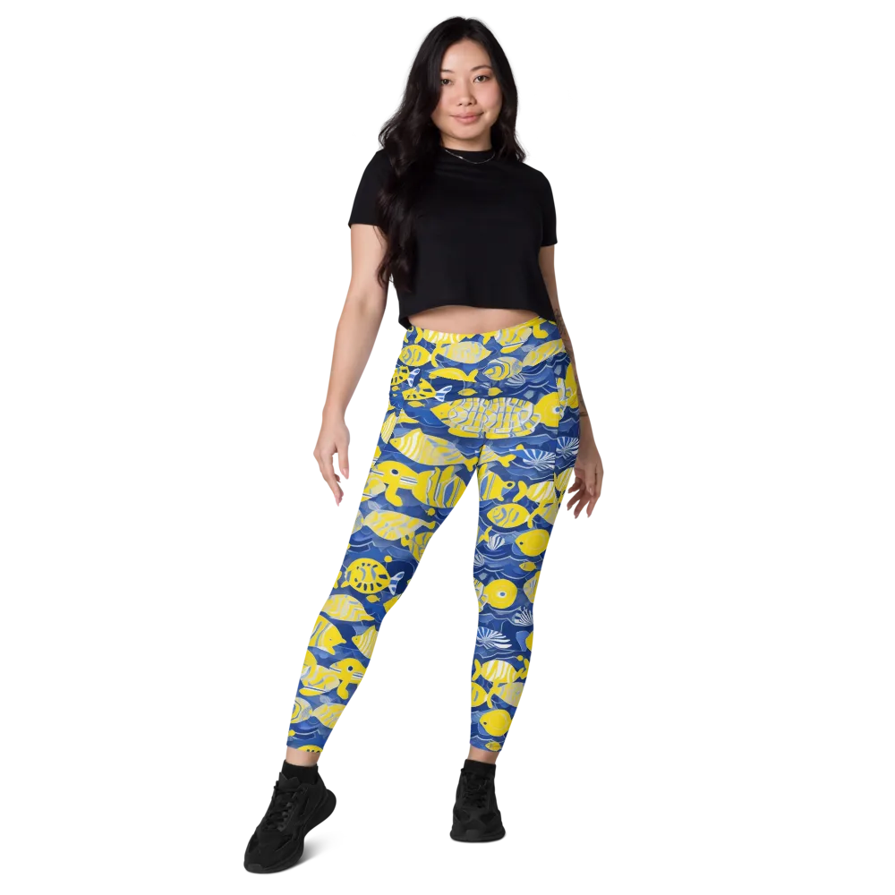 Sapphire Shoal on Leggings with Pockets — Front