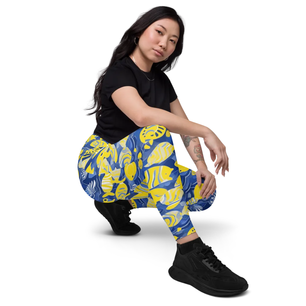 Sapphire Shoal on Leggings with Pockets — Right Front