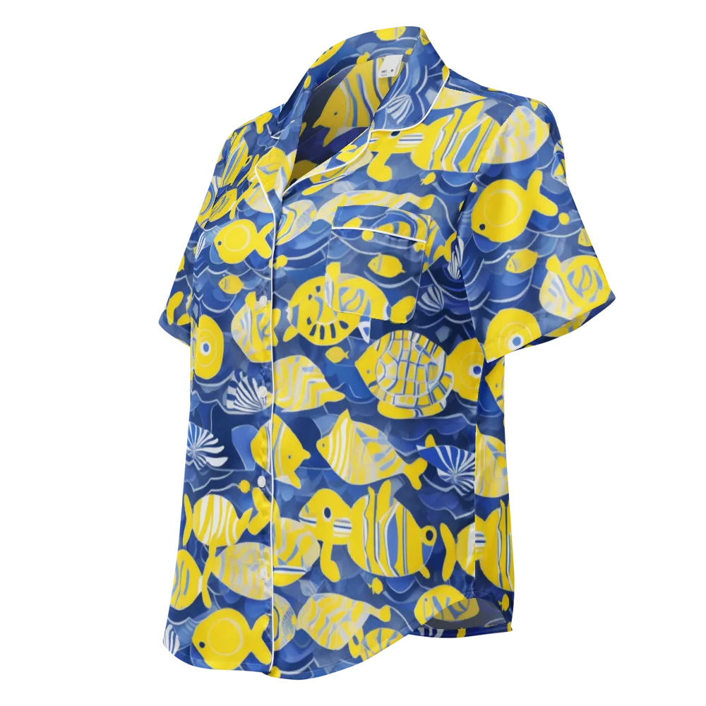 Sapphire Shoal on Women's Short Sleeve Pajama Top — Left Front
