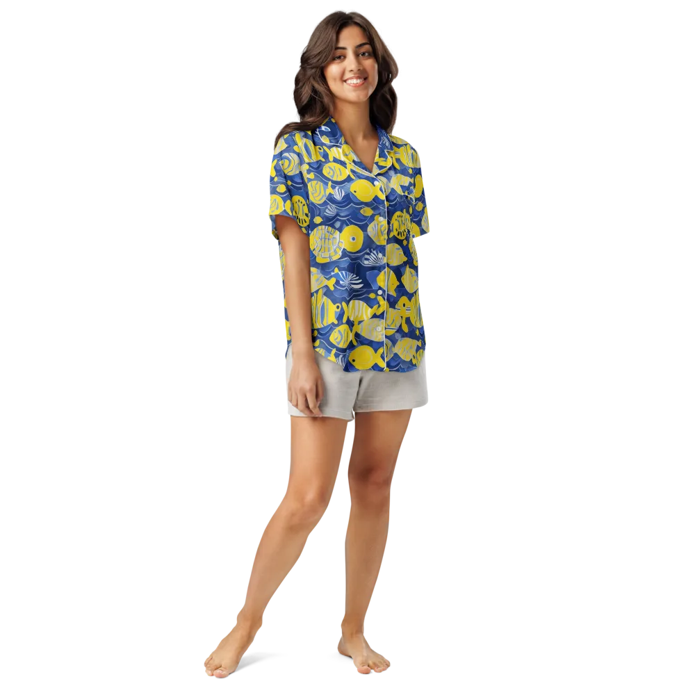 Sapphire Shoal on Women's Short Sleeve Pajama Top — Front