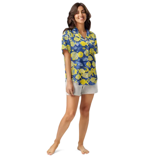 Sapphire Shoal on a Women's Short Sleeve Pajama Top