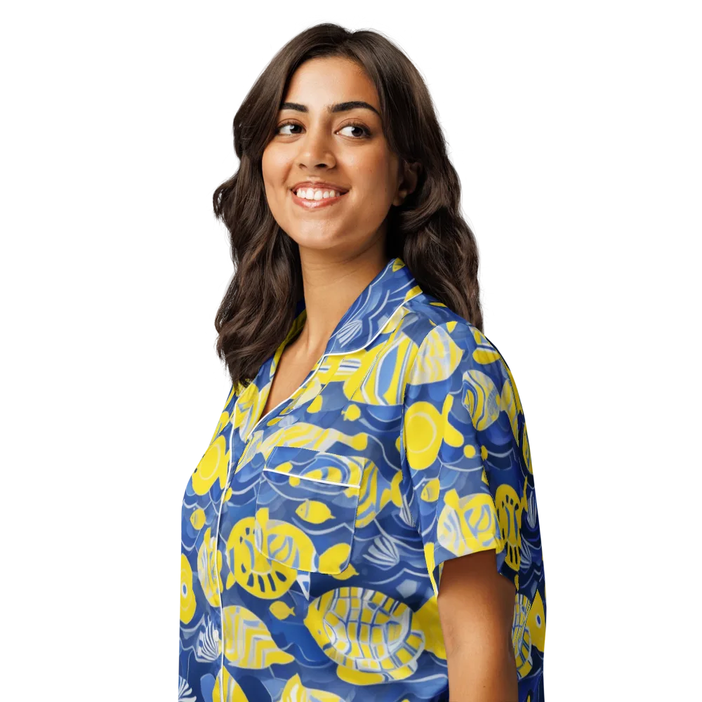 Sapphire Shoal on Women's Short Sleeve Pajama Top — Left Front