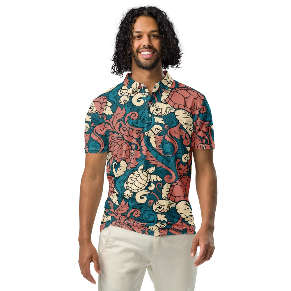 Tidal Baroque on Men's Slim Fit Polo Shirt — Front
