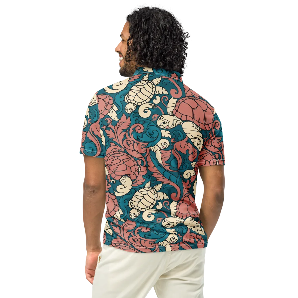 Tidal Baroque on Men's Slim Fit Polo Shirt — Back