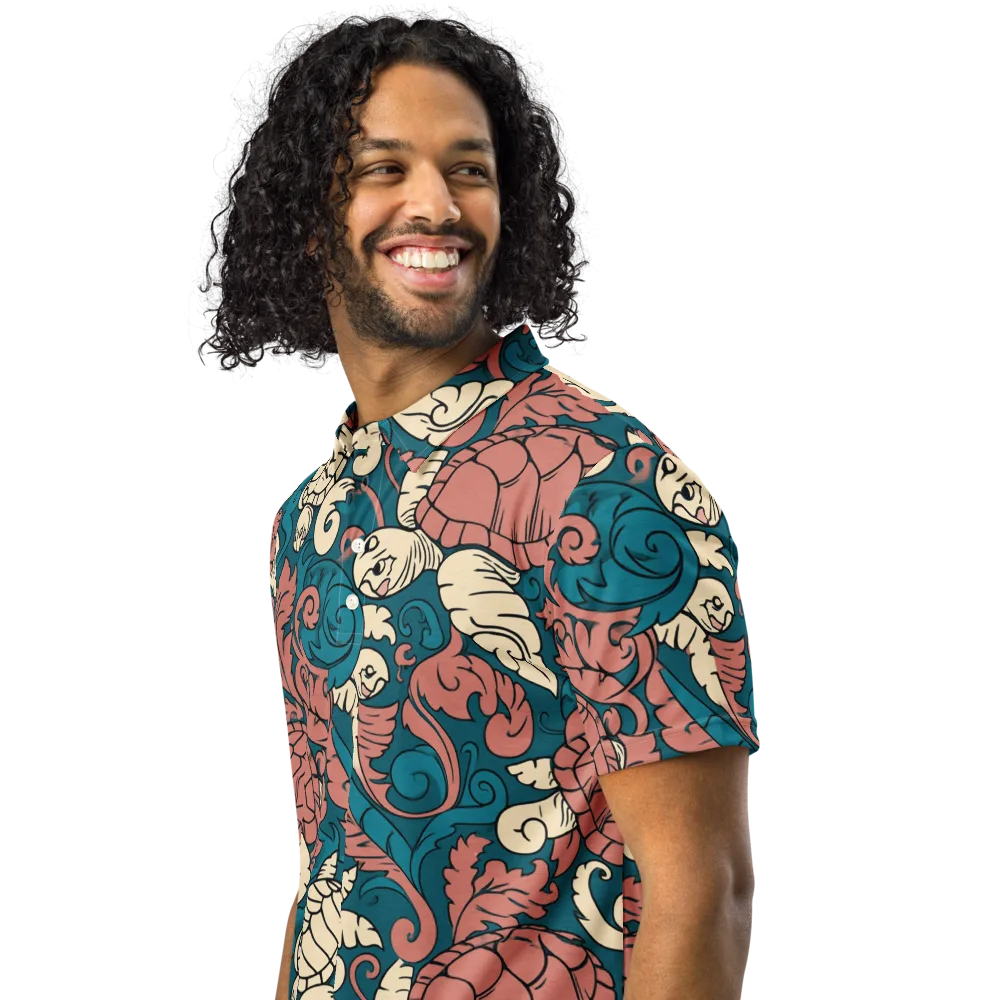 Tidal Baroque on Men's Slim Fit Polo Shirt — Left Front