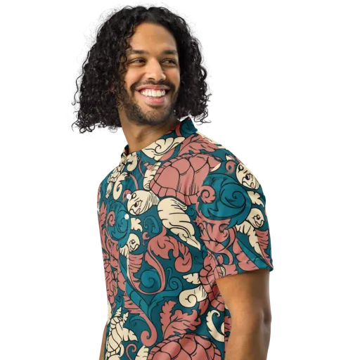Tidal Baroque on a Men's Slim Fit Polo Shirt