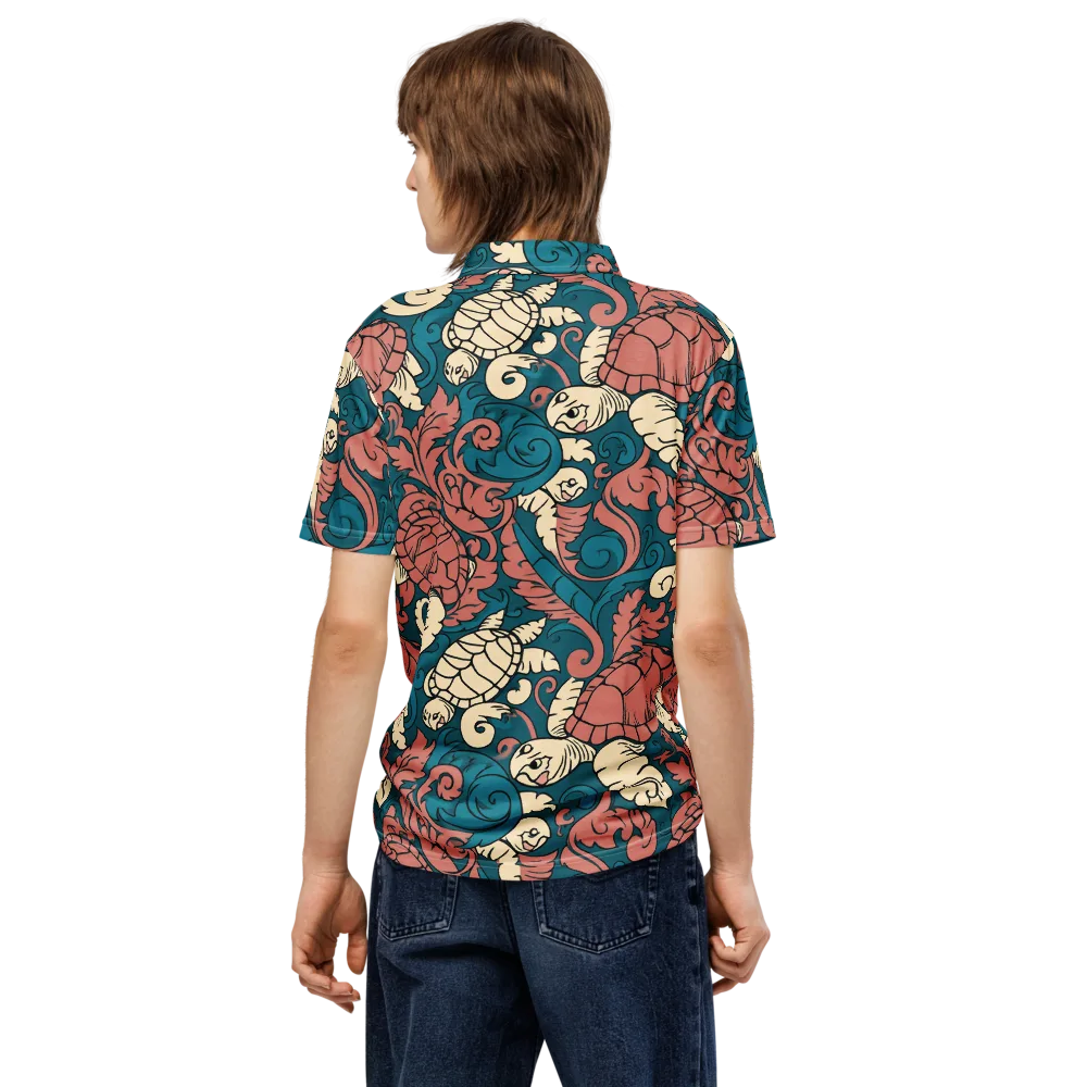 Tidal Baroque on Men's Slim Fit Polo Shirt — Back