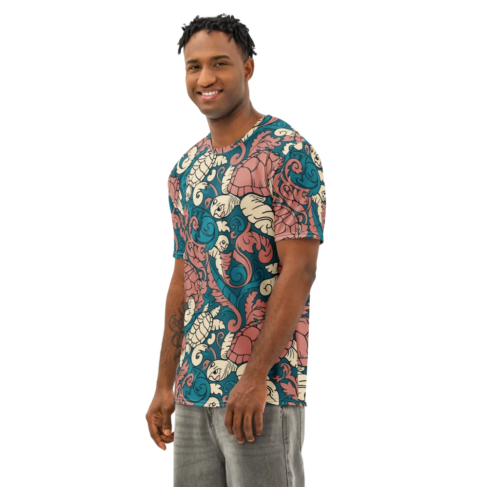 Tidal Baroque on Men's Cotton Crew Neck T-Shirt — Left Front