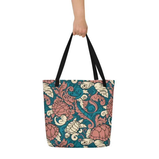 Tidal Baroque on a Large Tote Bag W/ Pocket