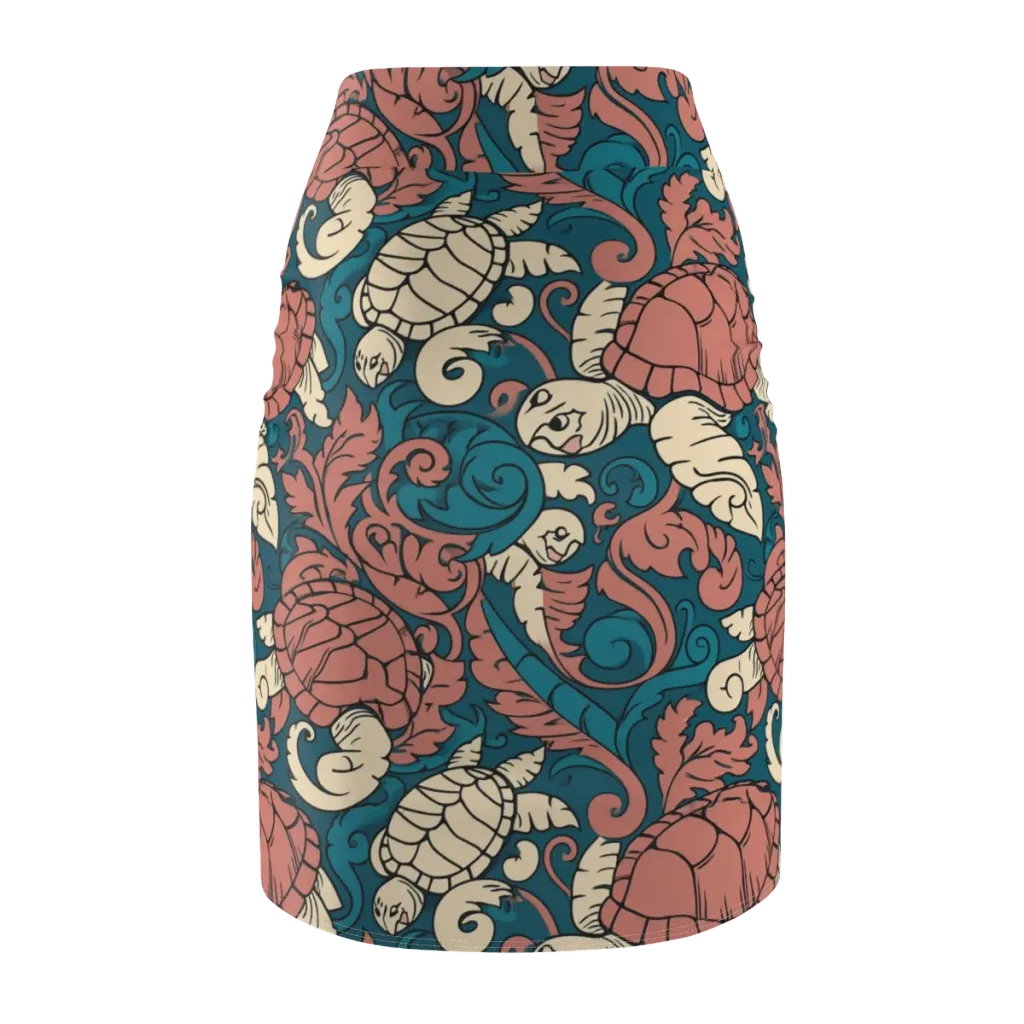 Tidal Baroque on Pencil Skirt — Back