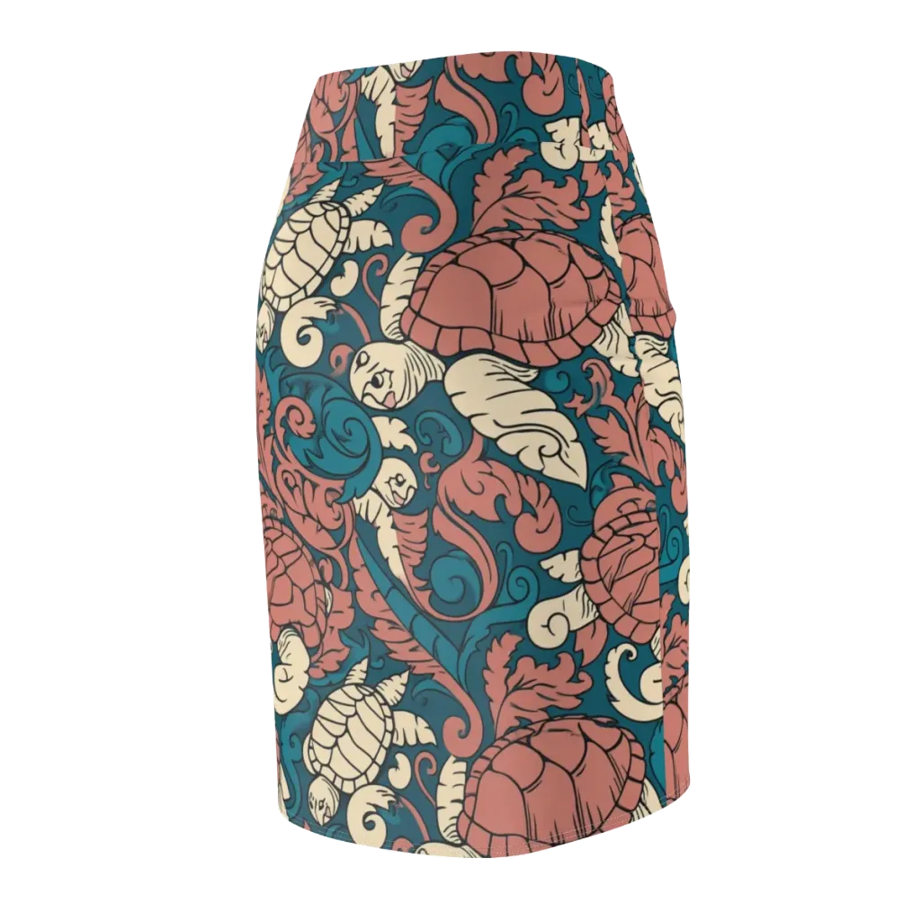 Tidal Baroque on Pencil Skirt — Back Side
