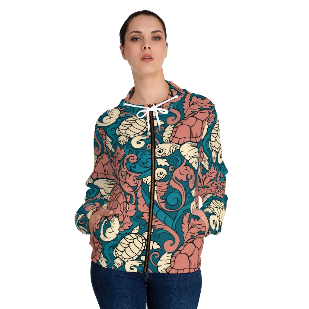 Tidal Baroque on Women's Full-Zip Hoodie — Front On Person