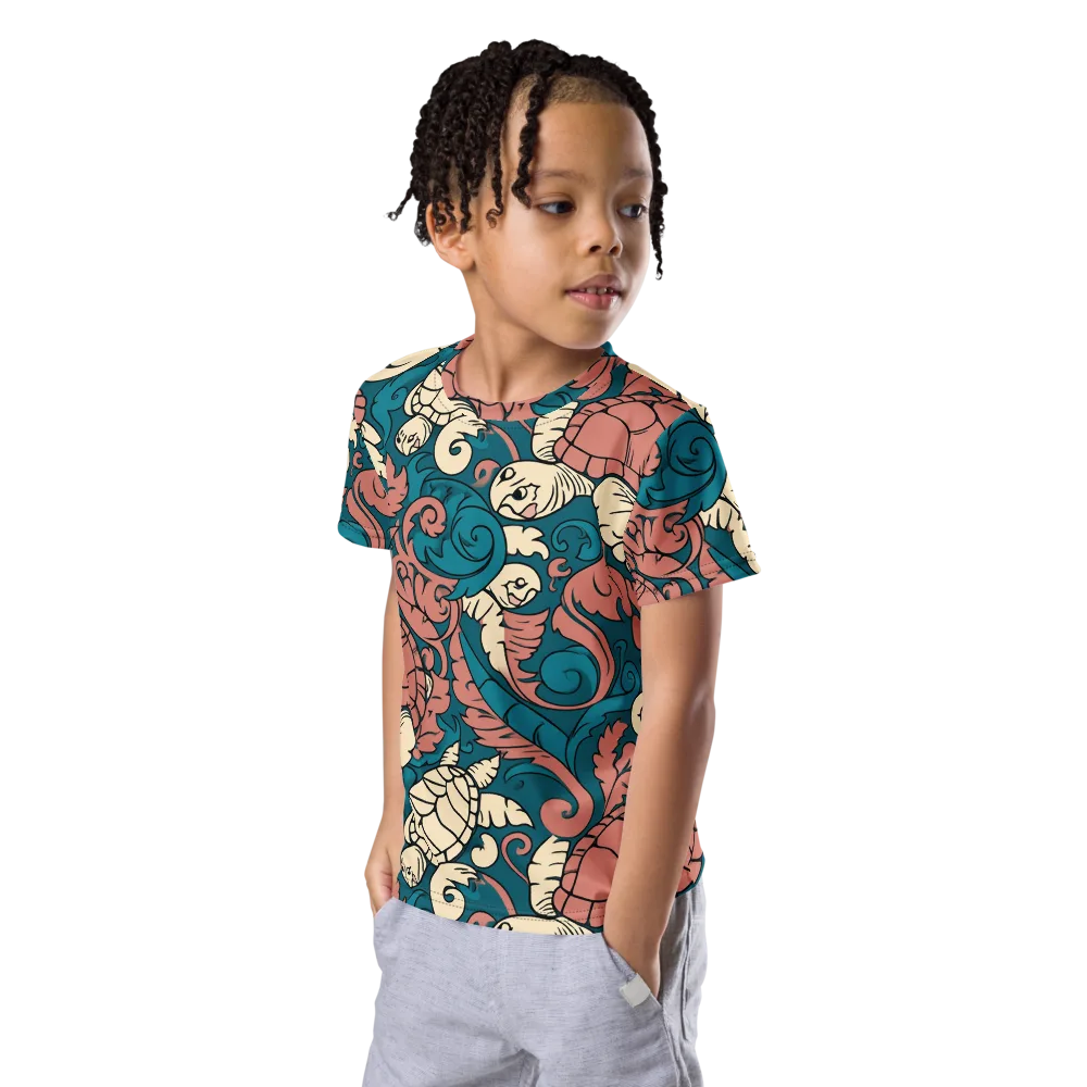 Tidal Baroque on Kids Crew Neck T-Shirt — Left Front