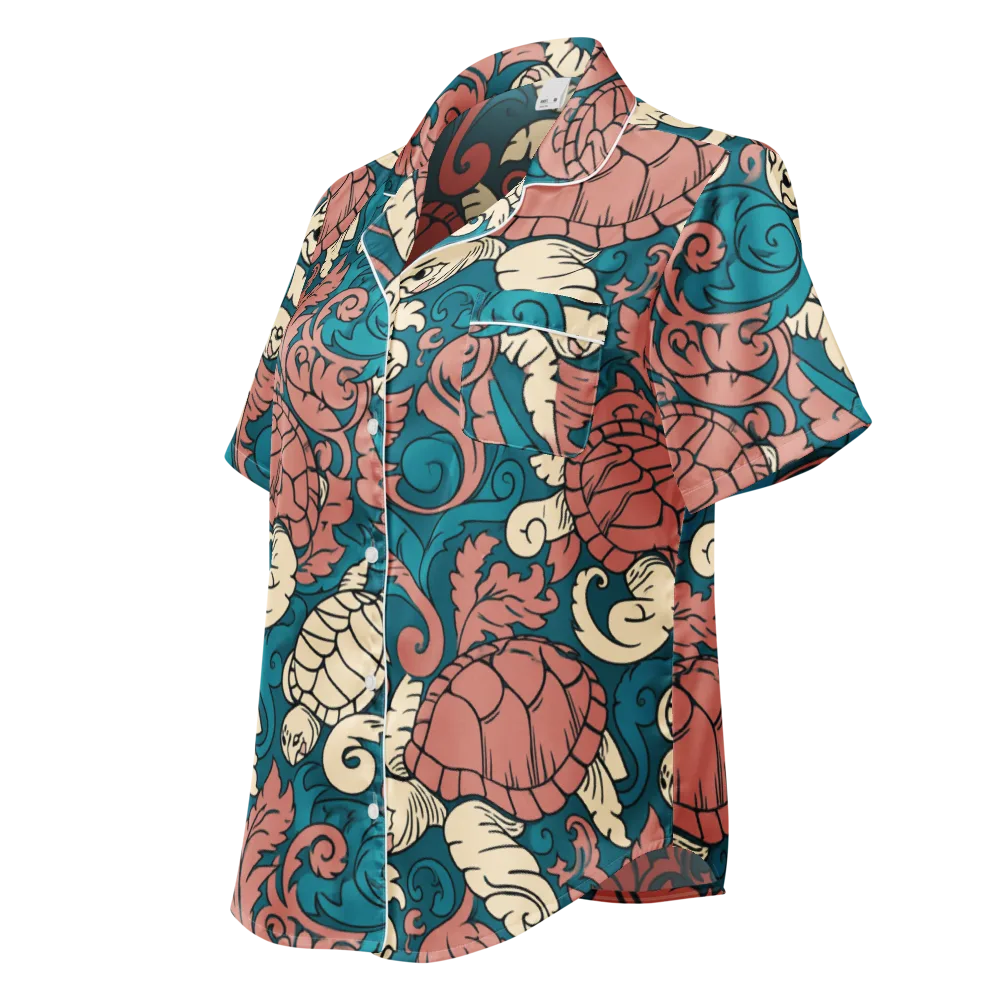 Tidal Baroque on Women's Short Sleeve Pajama Top — Left Front