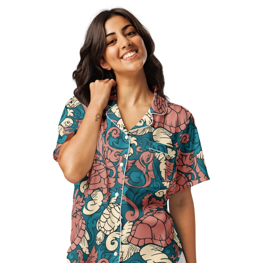 Tidal Baroque on Women's Short Sleeve Pajama Top — Front
