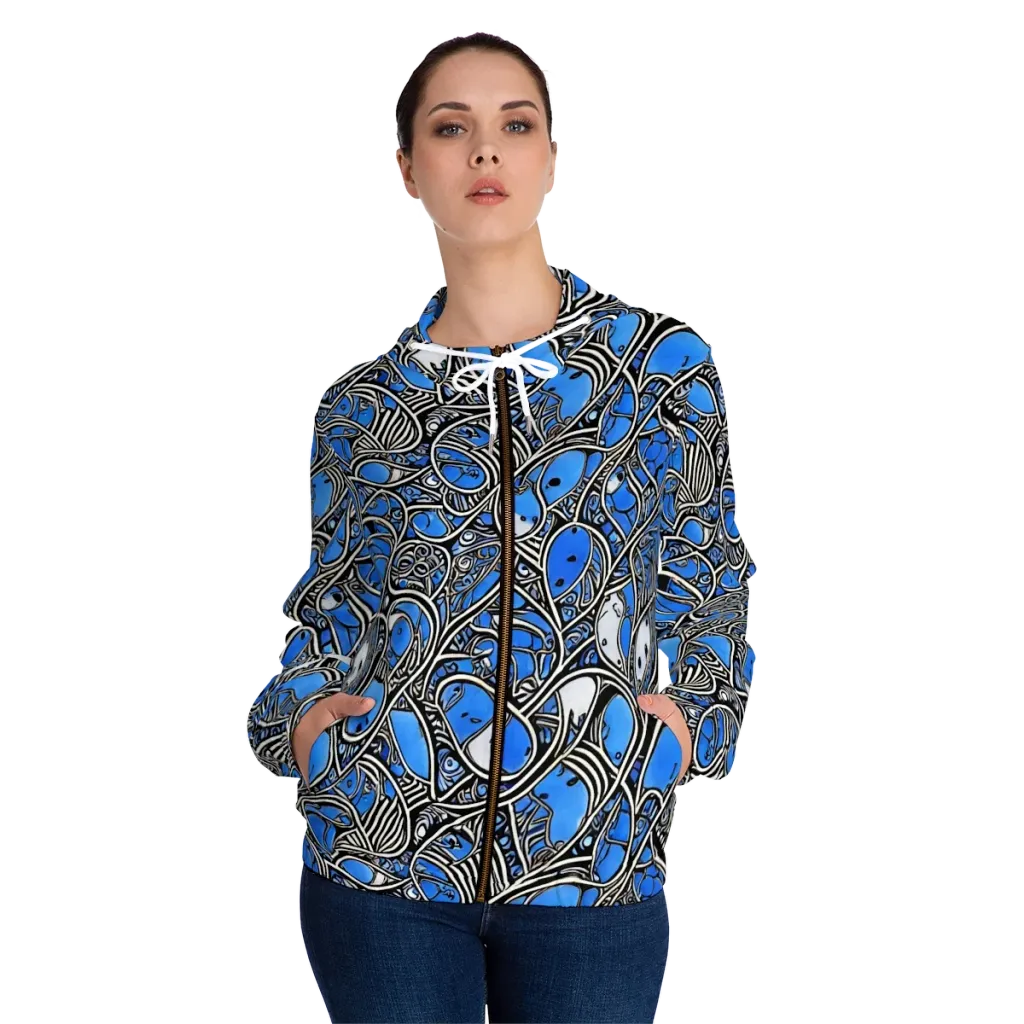 Inkfish Rhapsody on Women's Full-Zip Hoodie — Front On Person