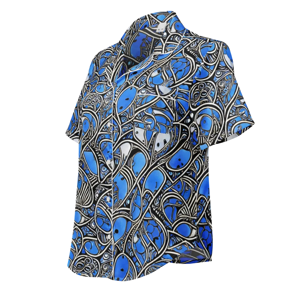 Inkfish Rhapsody on Women's Short Sleeve Pajama Top — Left Front