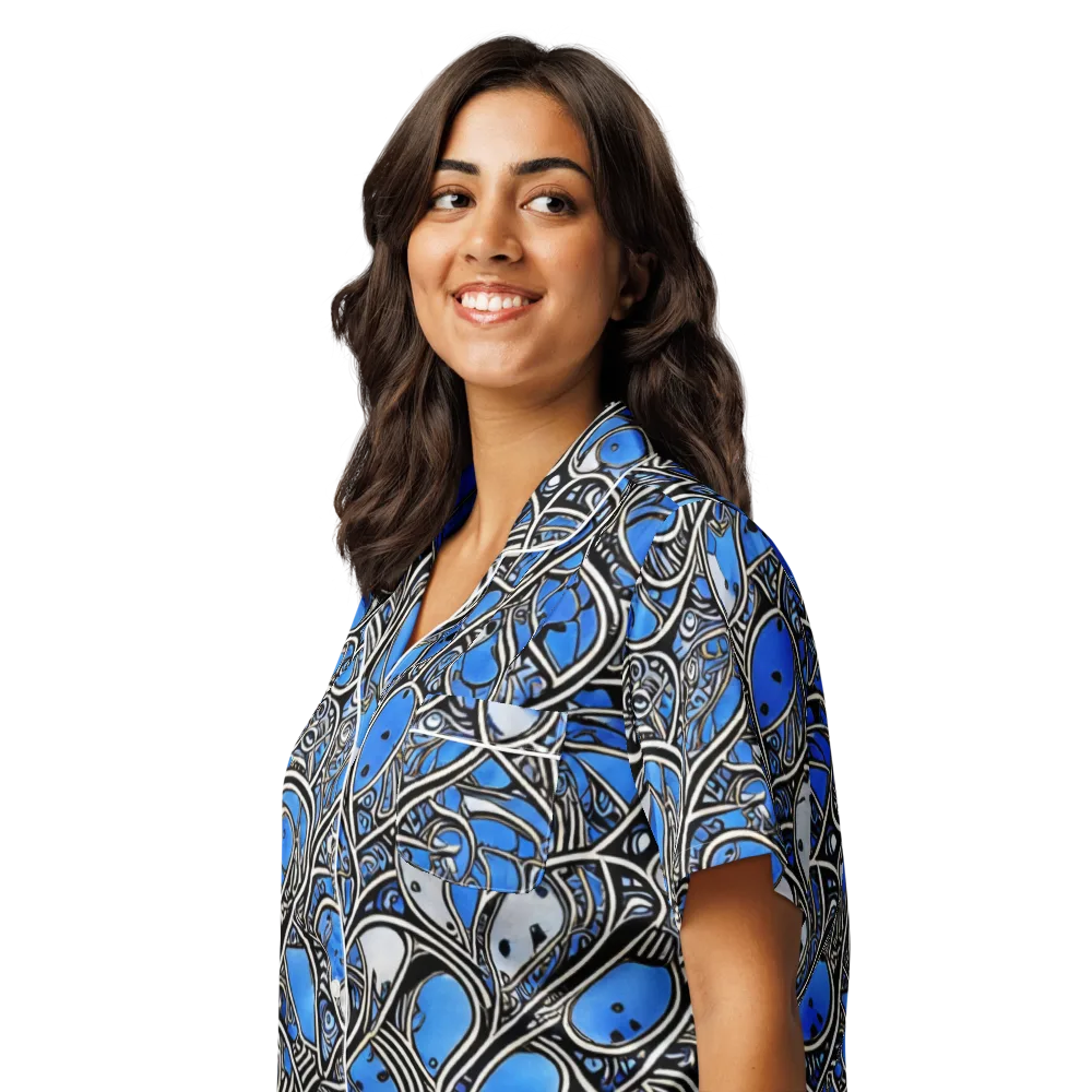 Inkfish Rhapsody on Women's Short Sleeve Pajama Top — Left Front