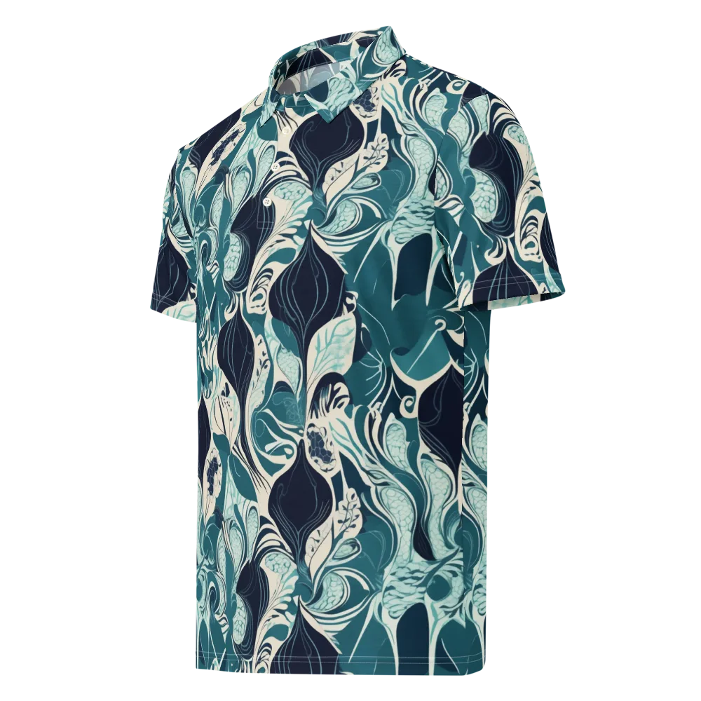 Indigo Tidal Garden on Men's Slim Fit Polo Shirt — Left Front