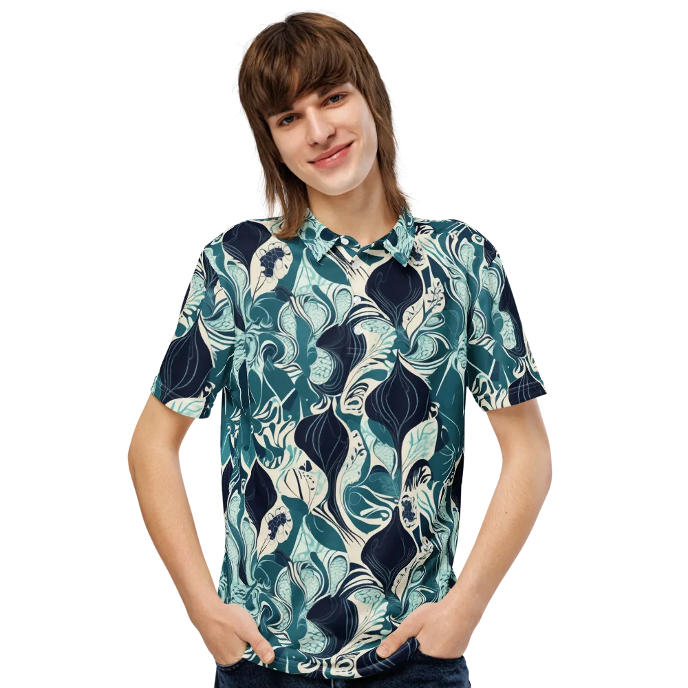Indigo Tidal Garden on Men's Slim Fit Polo Shirt — Front