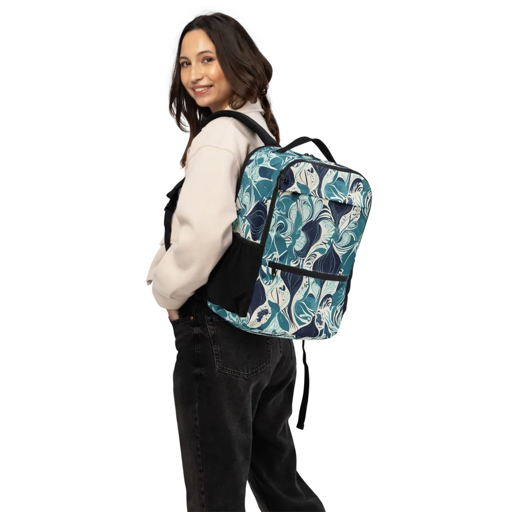 Indigo Tidal Garden on Utility Backpack — Back