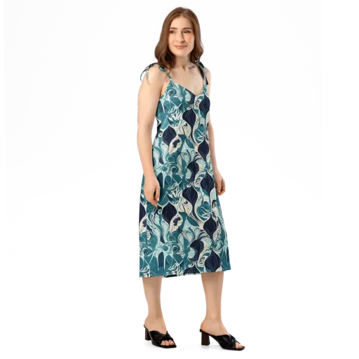 Indigo Tidal Garden on a Slip Dress