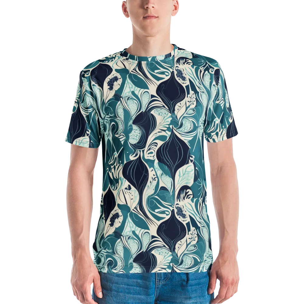Indigo Tidal Garden on Men's Crew Neck T-Shirt — Front