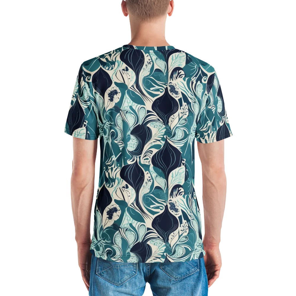 Indigo Tidal Garden on Men's Crew Neck T-Shirt — Back