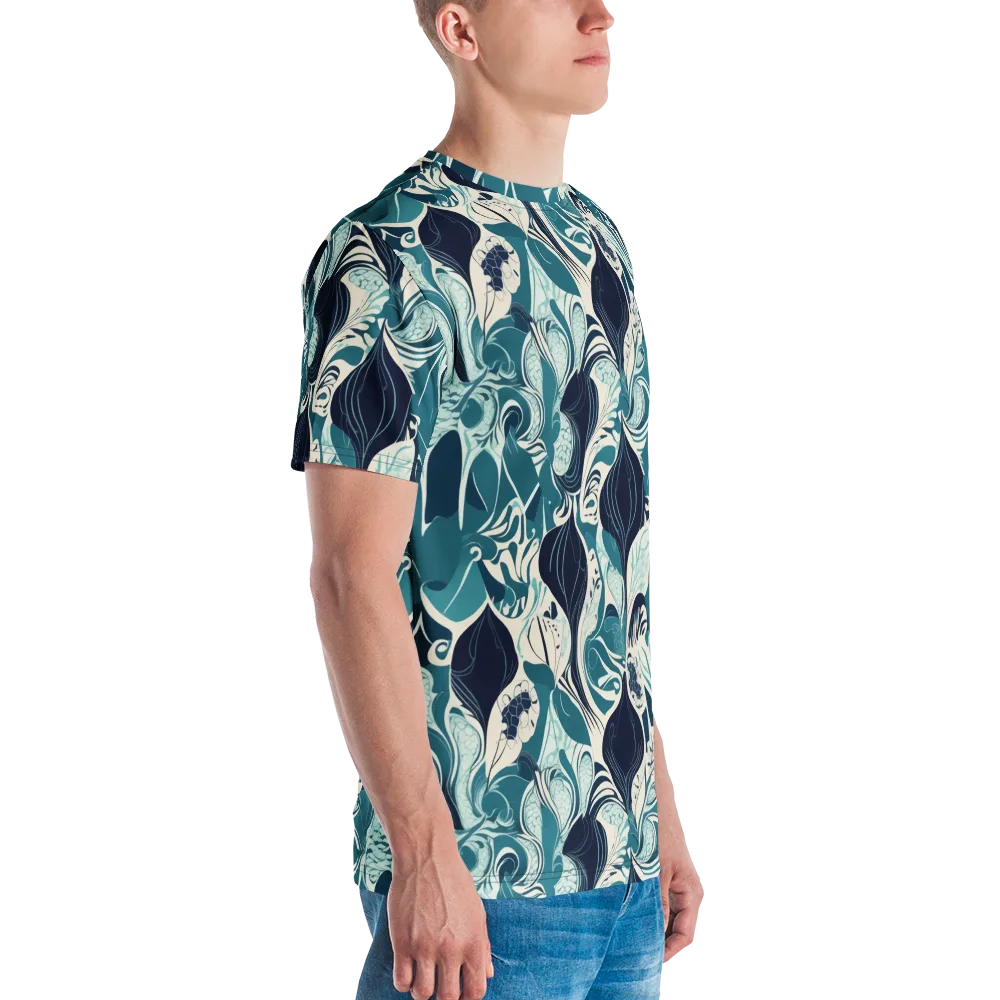 Indigo Tidal Garden on Men's Crew Neck T-Shirt — Right
